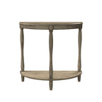 Console d'entrée demi-lune de style campagnard français vert clair antique avec étagère inférieure - Usage unique