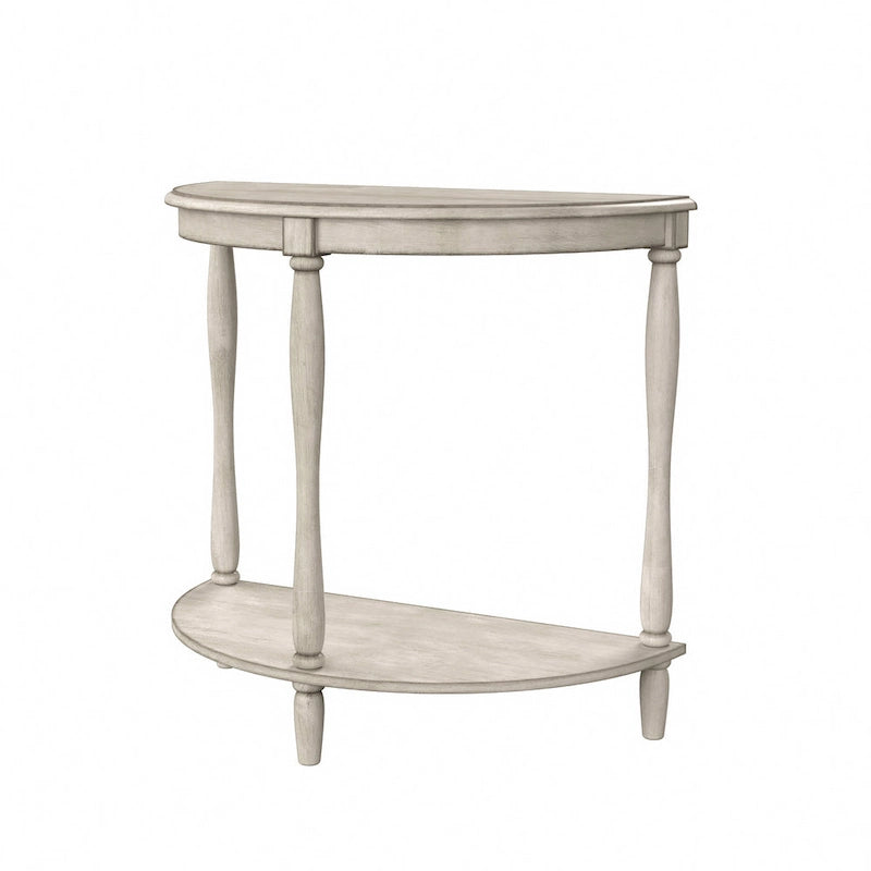 Console d'entrée demi-lune de style campagnard français vert clair antique avec étagère inférieure - Usage unique