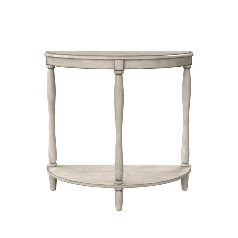 Console d'entrée demi-lune de style campagnard français vert clair antique avec étagère inférieure - Usage unique