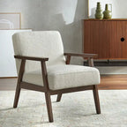 Fauteuil d'appoint du milieu du siècle en hévéa gris / bleu / jaune / blanc avec pieds inclinés et coussins amovibles - Usage unique