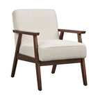 Fauteuil d'appoint du milieu du siècle en hévéa gris / bleu / jaune / blanc avec pieds inclinés et coussins amovibles - Usage unique