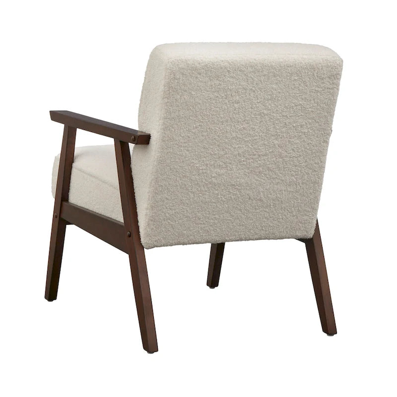 Fauteuil d'appoint du milieu du siècle en hévéa gris / bleu / jaune / blanc avec pieds inclinés et coussins amovibles - Usage unique