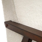 Fauteuil d'appoint du milieu du siècle en hévéa gris / bleu / jaune / blanc avec pieds inclinés et coussins amovibles - Usage unique