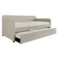 Lit de repos double rembourré minimaliste gris chaud / gris clair avec lit gigogne - Pour 2 personnes