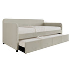 Lit de repos double rembourré minimaliste gris chaud / gris clair avec lit gigogne - Pour 2 personnes