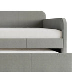 Lit de repos double rembourré minimaliste gris chaud / gris clair avec lit gigogne - Pour 2 personnes