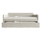 Lit de repos double rembourré minimaliste gris chaud / gris clair avec lit gigogne - Pour 2 personnes