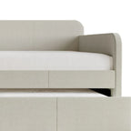 Lit de repos double rembourré minimaliste gris chaud / gris clair avec lit gigogne - Pour 2 personnes