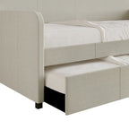 Lit de repos double rembourré minimaliste gris chaud / gris clair avec lit gigogne - Pour 2 personnes