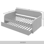 Lit de repos double rembourré minimaliste gris chaud / gris clair avec lit gigogne - Pour 2 personnes