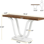 Console en MDF de style ferme gris/blanc avec pieds doubles en U