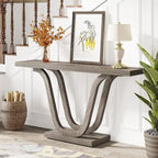 Console en MDF de style ferme gris/blanc avec pieds doubles en U