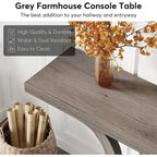 Console en MDF de style ferme gris/blanc avec pieds doubles en U