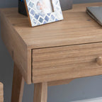 Bureau à écrire en bois massif moderne du milieu du siècle, naturel/blanc, avec 2 tiroirs - Usage unique