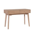 Bureau à écrire en bois massif moderne du milieu du siècle, naturel/blanc, avec 2 tiroirs - Usage unique
