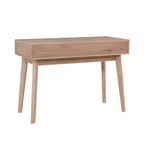 Bureau à écrire en bois massif moderne du milieu du siècle, naturel/blanc, avec 2 tiroirs - Usage unique