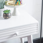 Bureau à écrire en bois massif moderne du milieu du siècle, naturel/blanc, avec 2 tiroirs - Usage unique