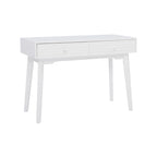 Bureau à écrire en bois massif moderne du milieu du siècle, naturel/blanc, avec 2 tiroirs - Usage unique