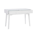 Bureau à écrire en bois massif moderne du milieu du siècle, naturel/blanc, avec 2 tiroirs - Usage unique