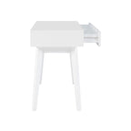 Bureau à écrire en bois massif moderne du milieu du siècle, naturel/blanc, avec 2 tiroirs - Usage unique