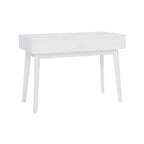 Bureau à écrire en bois massif moderne du milieu du siècle, naturel/blanc, avec 2 tiroirs - Usage unique