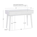Bureau à écrire en bois massif moderne du milieu du siècle, naturel/blanc, avec 2 tiroirs - Usage unique