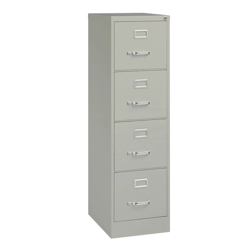 Classeur vertical en acier à 4 tiroirs Beige / Noir / Gris clair avec glissières à billes et serrure