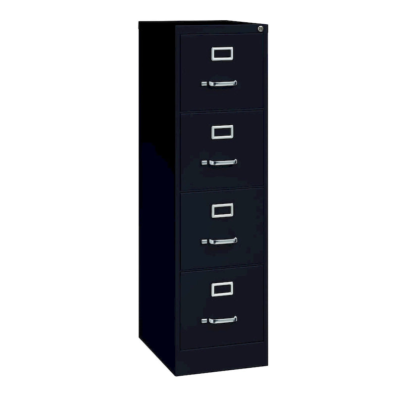 Classeur vertical en acier à 4 tiroirs Beige / Noir / Gris clair avec glissières à billes et serrure