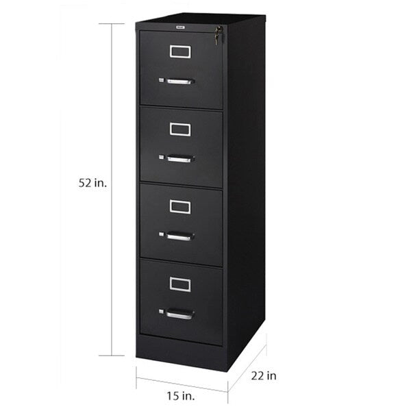 Classeur vertical en acier à 4 tiroirs Beige / Noir / Gris clair avec glissières à billes et serrure