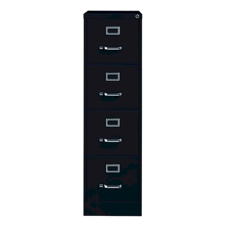 Classeur vertical en acier à 4 tiroirs Beige / Noir / Gris clair avec glissières à billes et serrure