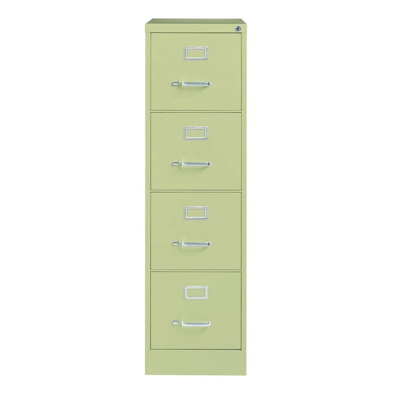 Classeur vertical en acier à 4 tiroirs Beige / Noir / Gris clair avec glissières à billes et serrure