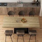 Table à manger extensible noir et blanc avec plateau en bois et pieds en I - 6-8 places