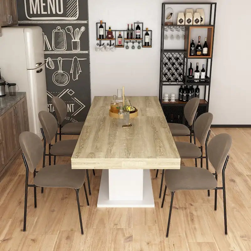 63-78.7 Extendable Dining Table, Wood Finish Office Meeting Table