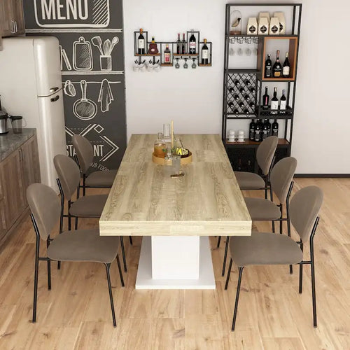 63-78.7 Extendable Dining Table, Wood Finish Office Meeting Table