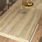Table à manger extensible noir et blanc avec plateau en bois et pieds en I - 6-8 places