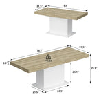 Table à manger extensible noir et blanc avec plateau en bois et pieds en I - 6-8 places