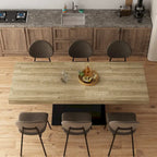 Table à manger extensible noir et blanc avec plateau en bois et pieds en I - 6-8 places