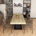 Table à manger extensible noir et blanc avec plateau en bois et pieds en I - 6-8 places