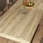 Table à manger extensible noir et blanc avec plateau en bois et pieds en I - 6-8 places