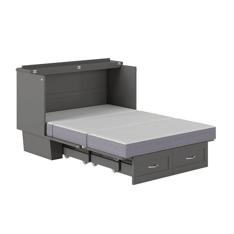 Monroe Full Murphy Bed Chest with 6 Memory Foam Mattress