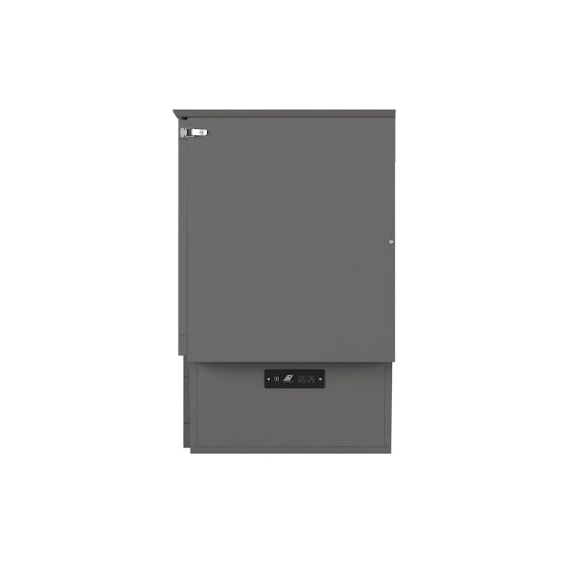 Lit escamotable coffre avec matelas en mousse à mémoire de forme 6 po pour 2 personnes - Blanc / Espresso / Gris