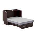Lit escamotable coffre avec matelas en mousse à mémoire de forme 6 po pour 2 personnes - Blanc / Espresso / Gris