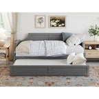 Lit de repos double en bois Gris / Noyer / Blanc / Toffee clair avec lit gigogne - Convient pour 2 personnes