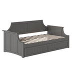 Lit de repos double en bois Gris / Noyer / Blanc / Toffee clair avec lit gigogne - Convient pour 2 personnes