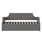 Lit de repos double en bois Gris / Noyer / Blanc / Toffee clair avec lit gigogne - Convient pour 2 personnes