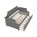 Lit de repos double en bois Gris / Noyer / Blanc / Toffee clair avec lit gigogne - Convient pour 2 personnes