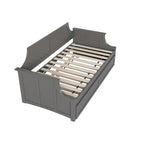 Lit de repos double en bois Gris / Noyer / Blanc / Toffee clair avec lit gigogne - Convient pour 2 personnes