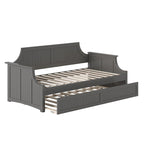 Lit de repos double en bois Gris / Noyer / Blanc / Toffee clair avec lit gigogne - Convient pour 2 personnes