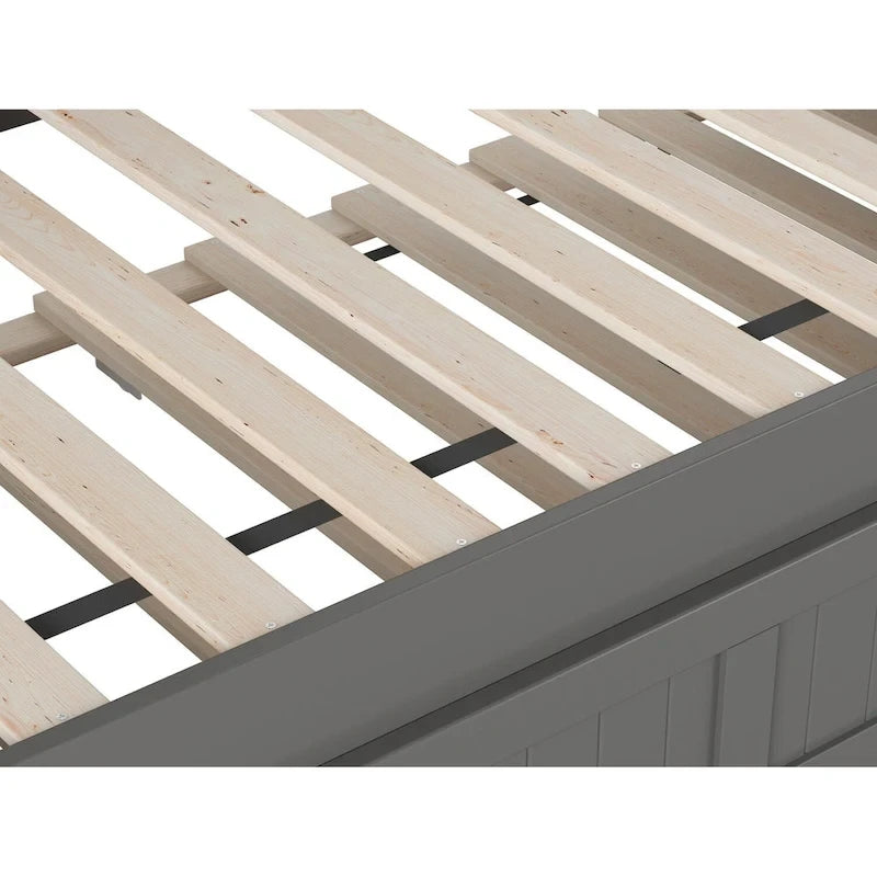 Lit de repos double en bois Gris / Noyer / Blanc / Toffee clair avec lit gigogne - Convient pour 2 personnes