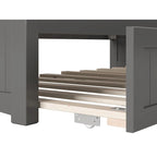 Lit de repos double en bois Gris / Noyer / Blanc / Toffee clair avec lit gigogne - Convient pour 2 personnes